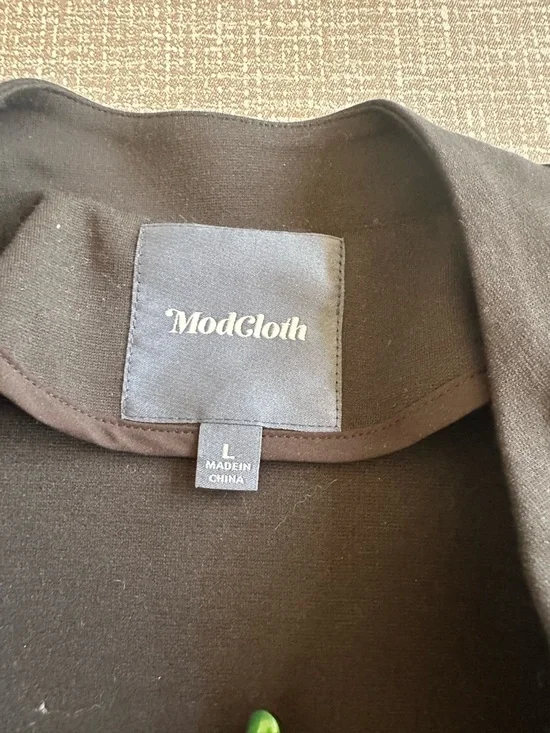 ModCloth Black Military Button Jacket Large Gold Tone Stand Collar Blazer - Picture 6 of 12